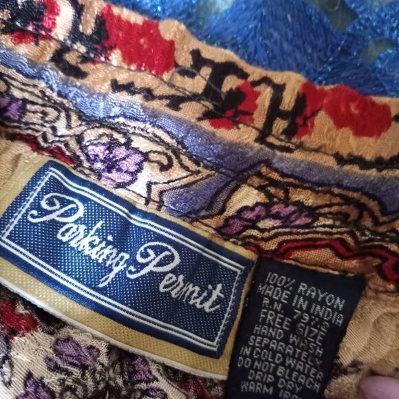 Parking Permit Free Size Mlticlrd ElasticWaist AbstractPrint Maxi Women’s Skirt. - Picture 3 of 7